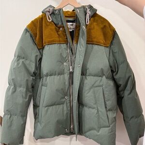 Acne Studios Men’s Oversized Corduroy-Trimmed Quilted Nylon Down Jacket - Green